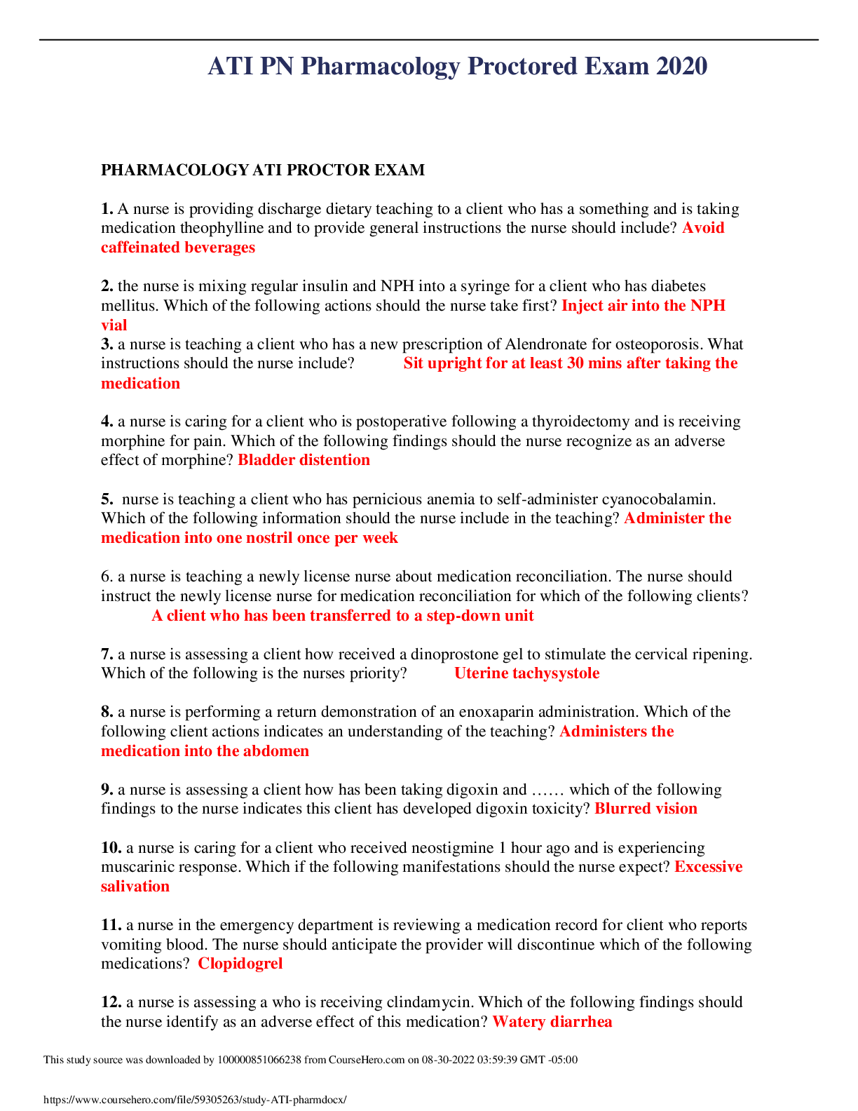 Preview image for ATI PN Pharmacology Proctored Exam 2021